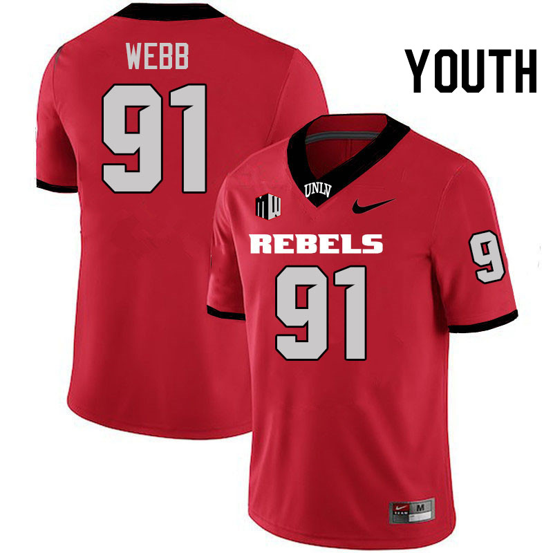 Youth #91 Cooper Webb UNLV Rebels College Football Jerseys Stitched-Scarlet